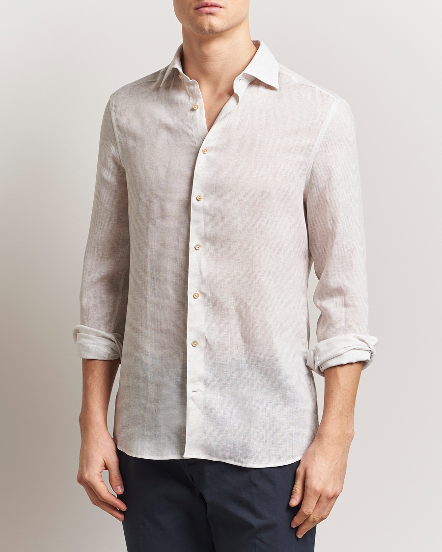 Herre | Skjorter | Stenströms | Slimline Linen/Lycell Shirt Light Grey
