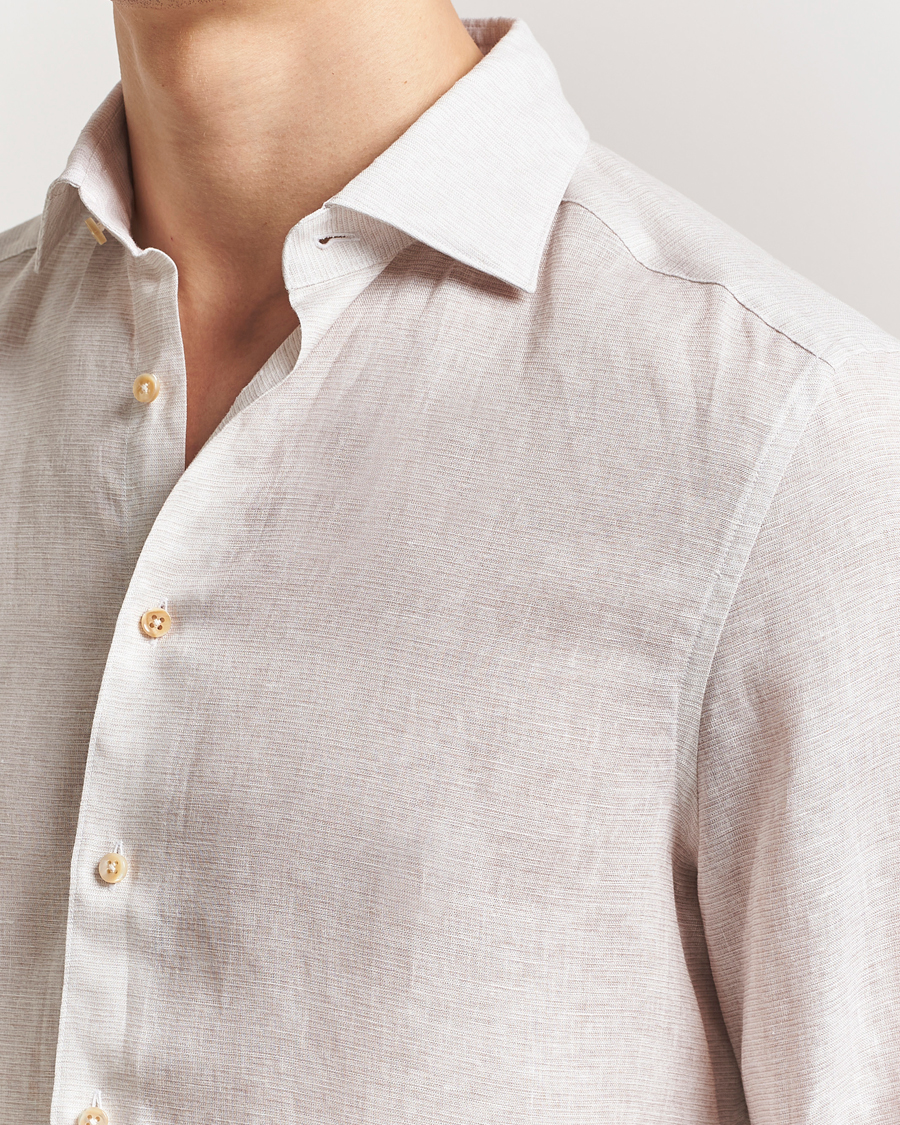 Herre | Skjorter | Stenströms | Slimline Linen/Lycell Shirt Light Grey