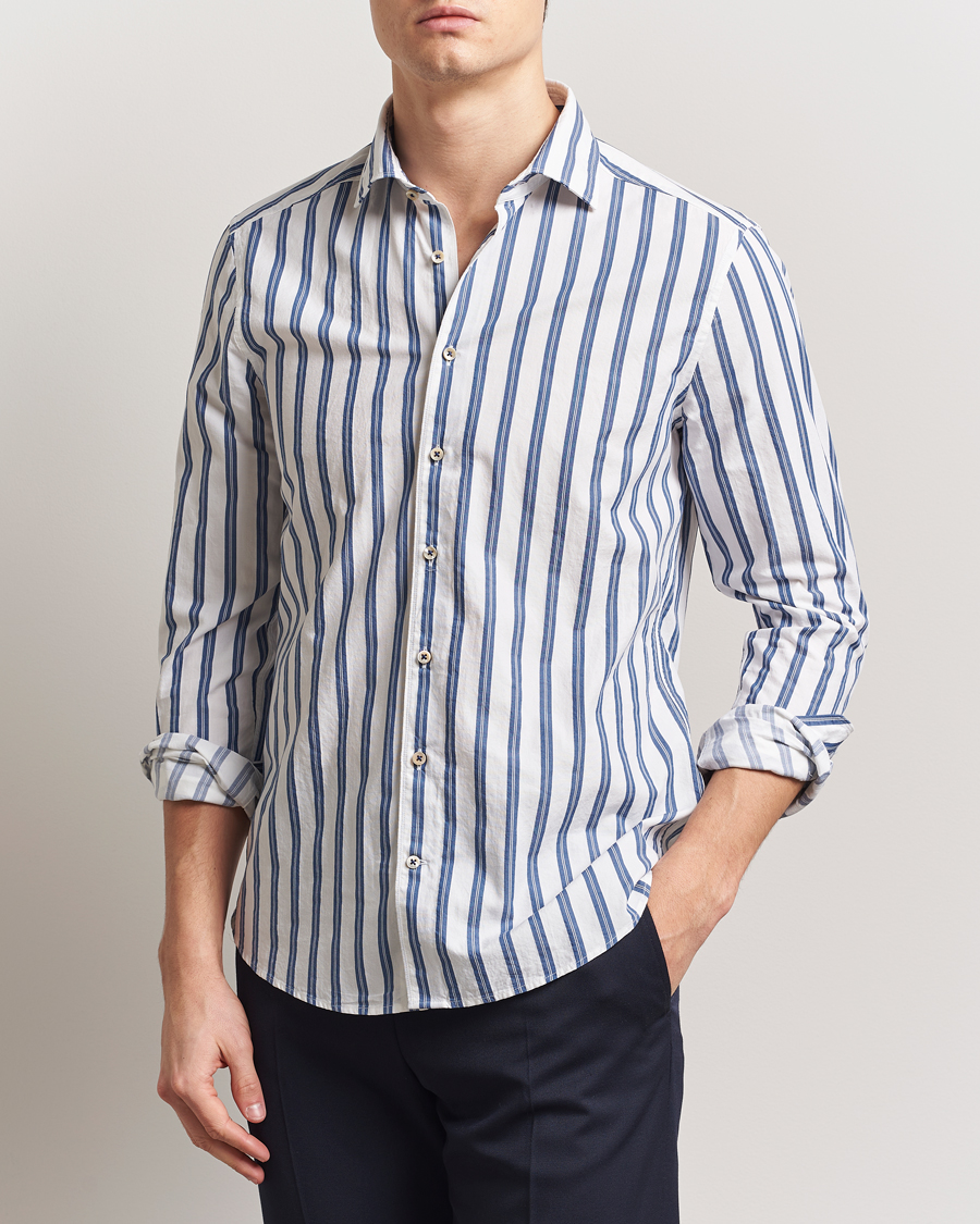 Herre | Skjorter | Stenströms | Slimline Striped Casual Shirt Blue/White