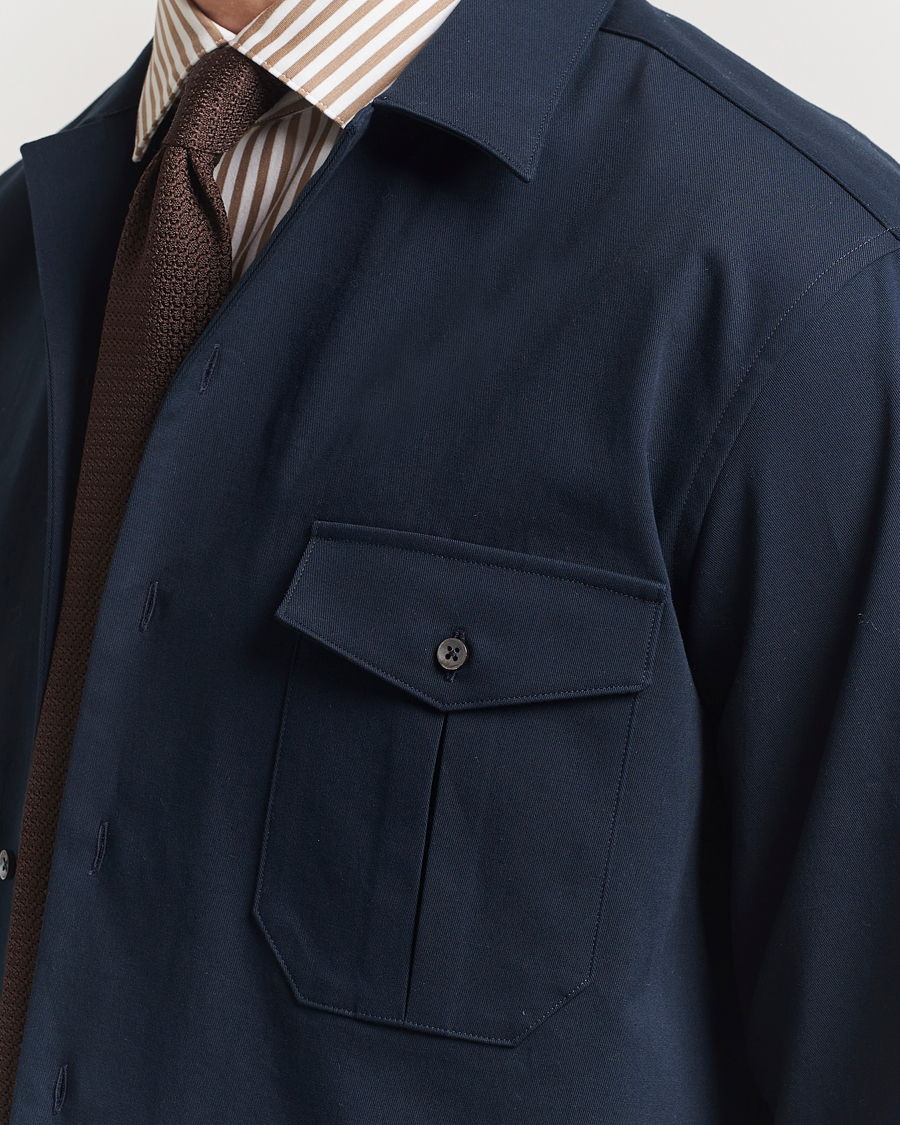 Herre | Skjorter | Stenströms | Cotton Stretch Overshirt Navy