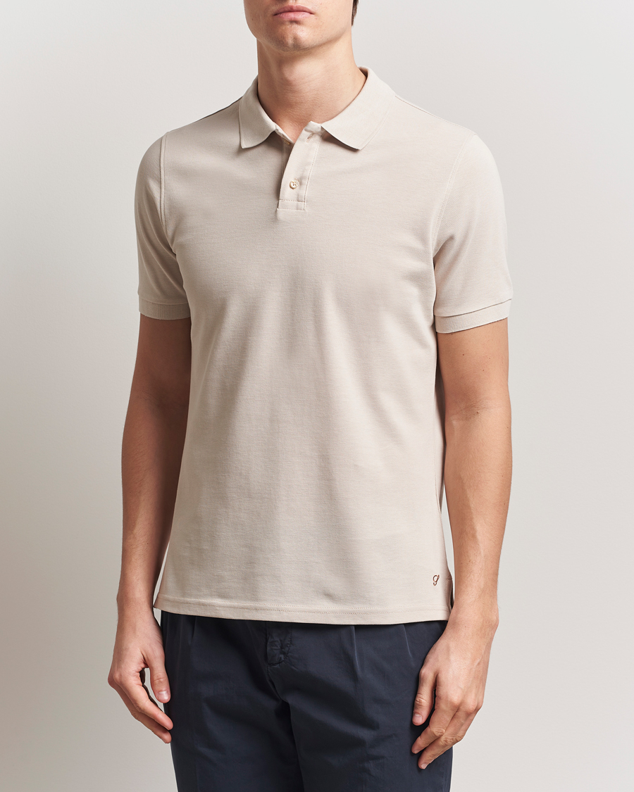 Herre | Pikéer | Stenströms | Organic Cotton Piquet Polo Shirt Beige