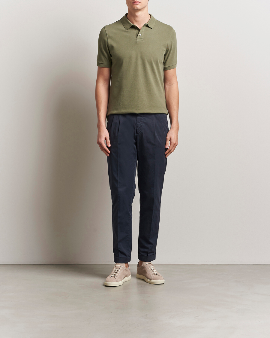 Herre | Pikéer | Stenströms | Organic Cotton Piquet Polo Shirt Olive