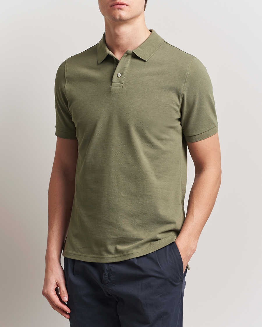 Herre | Pikéer | Stenströms | Organic Cotton Piquet Polo Shirt Olive