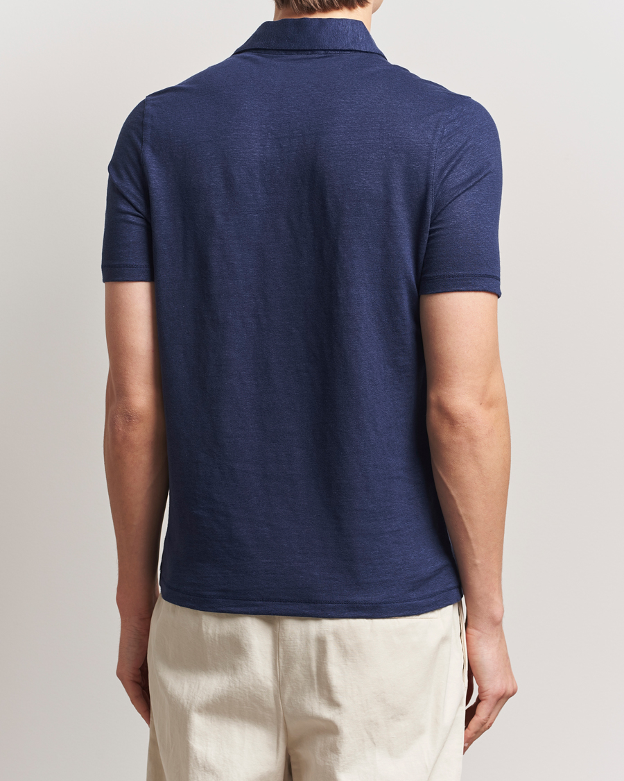 Herre | Pikéer | Stenströms | Linen Polo Shirt Navy