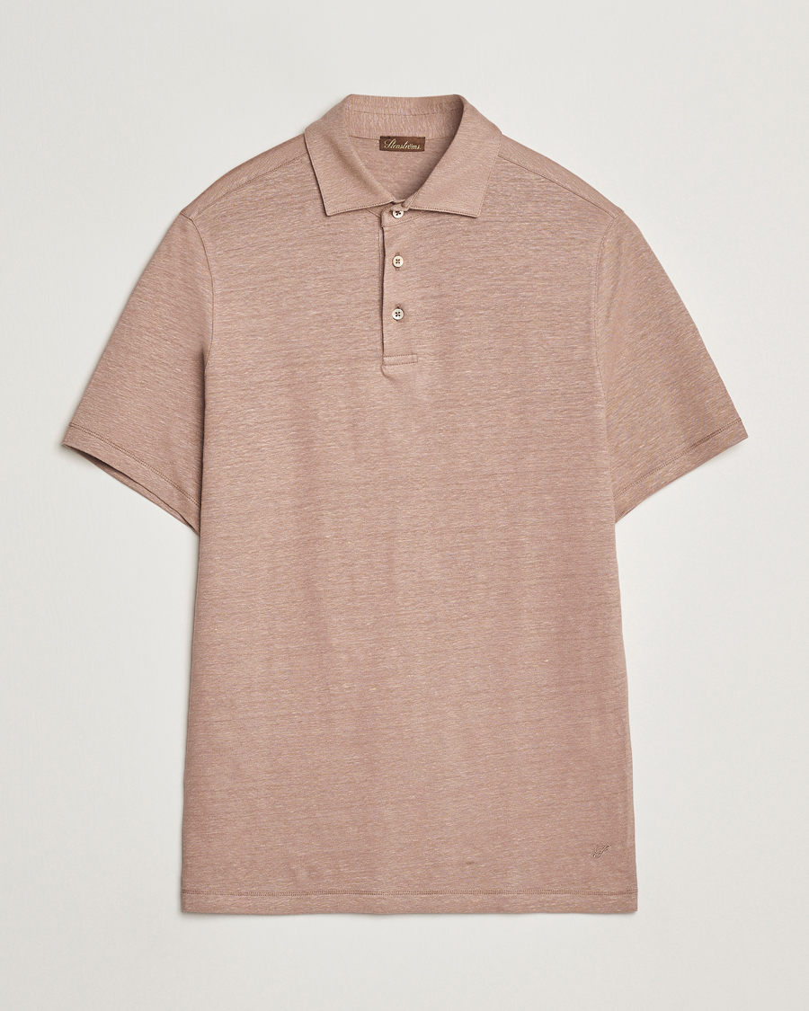 Herre | Pikéer | Stenströms | Linen Polo Shirt Light Brown