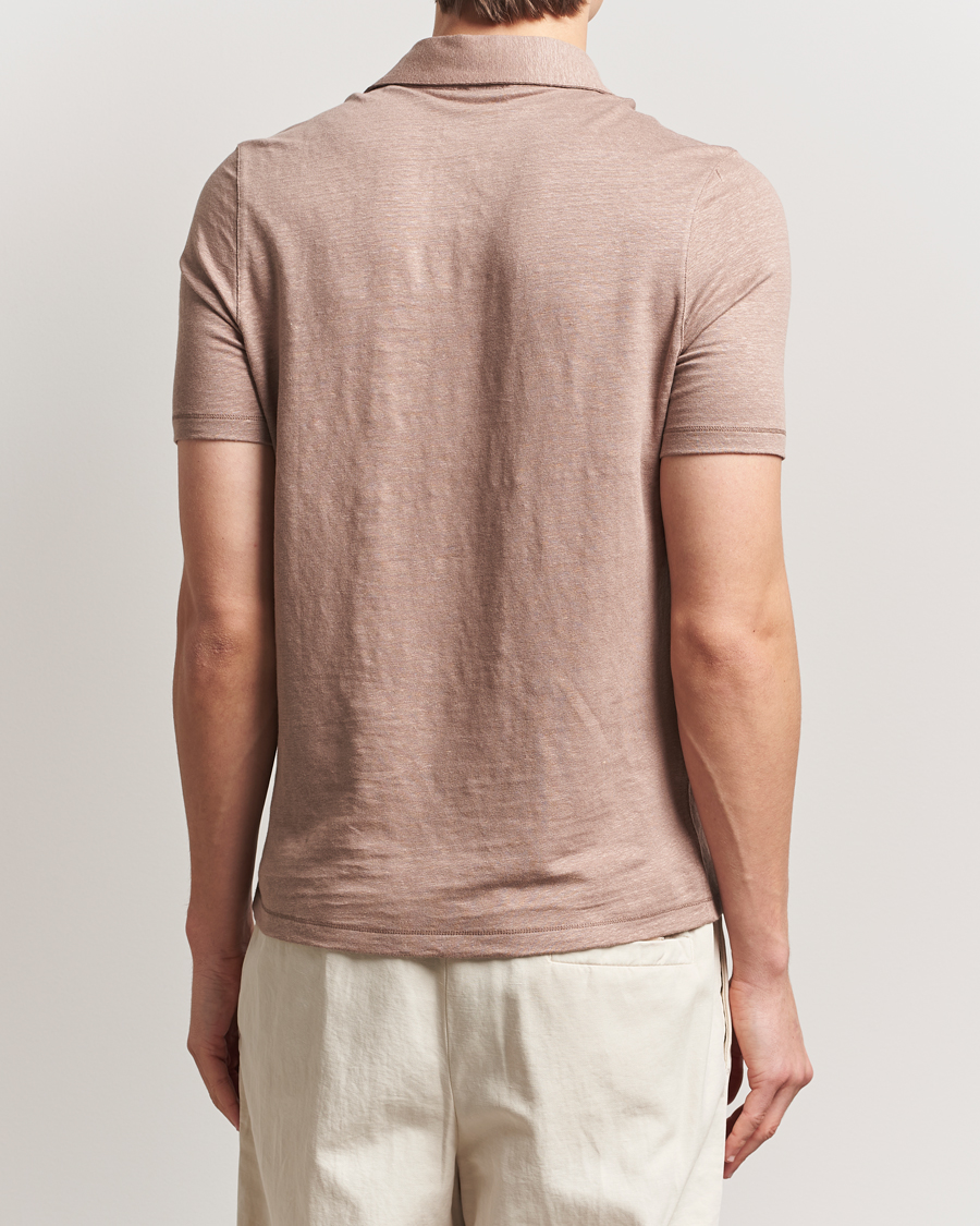 Herre | Pikéer | Stenströms | Linen Polo Shirt Light Brown