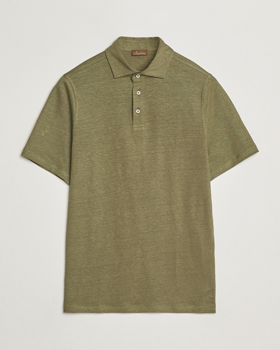 Herre | Pikéer | Stenströms | Linen Polo Shirt Olive