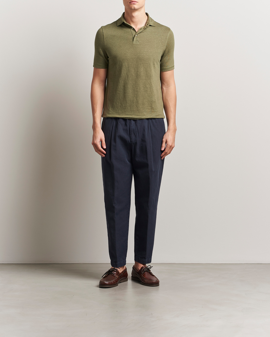Herre | Pikéer | Stenströms | Linen Polo Shirt Olive
