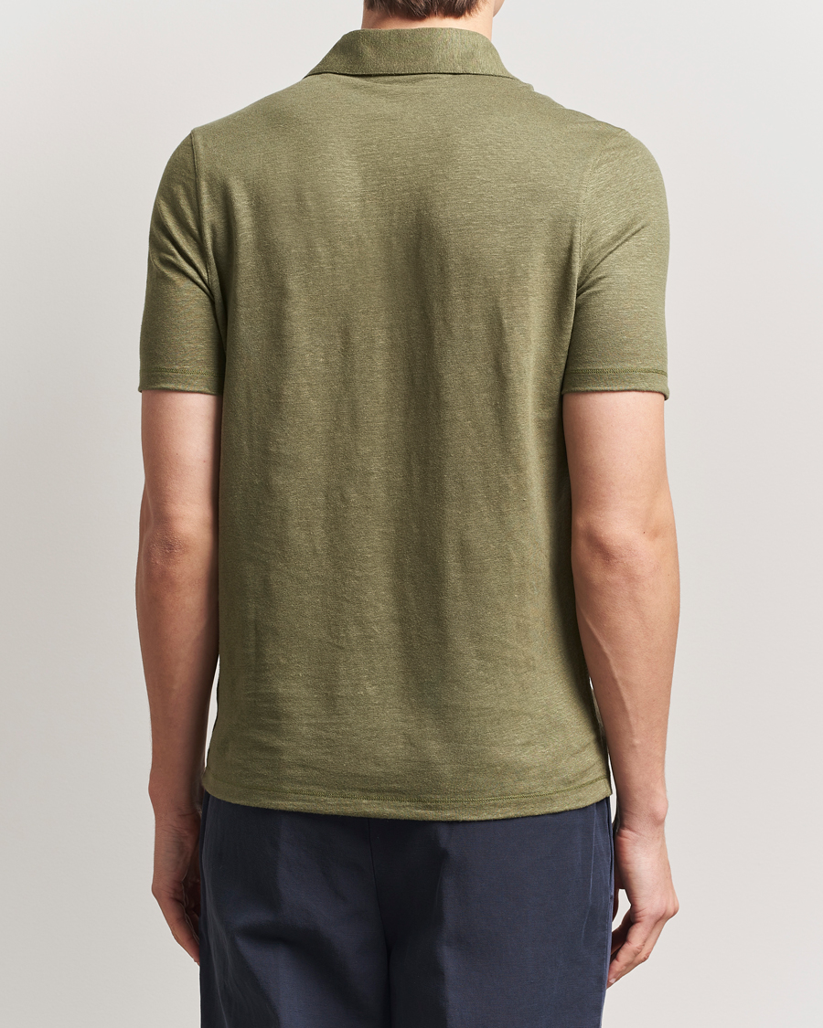 Herre | Pikéer | Stenströms | Linen Polo Shirt Olive