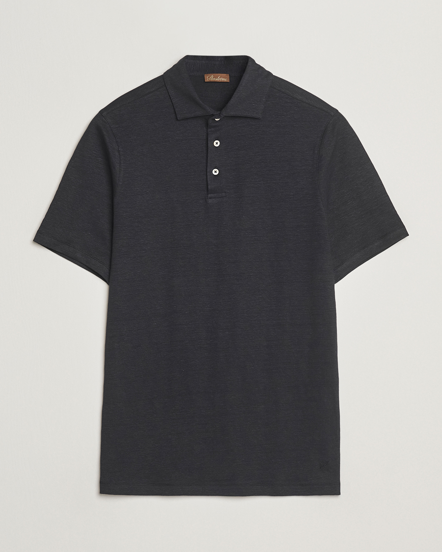 Herre | Pikéer | Stenströms | Linen Polo Shirt Black