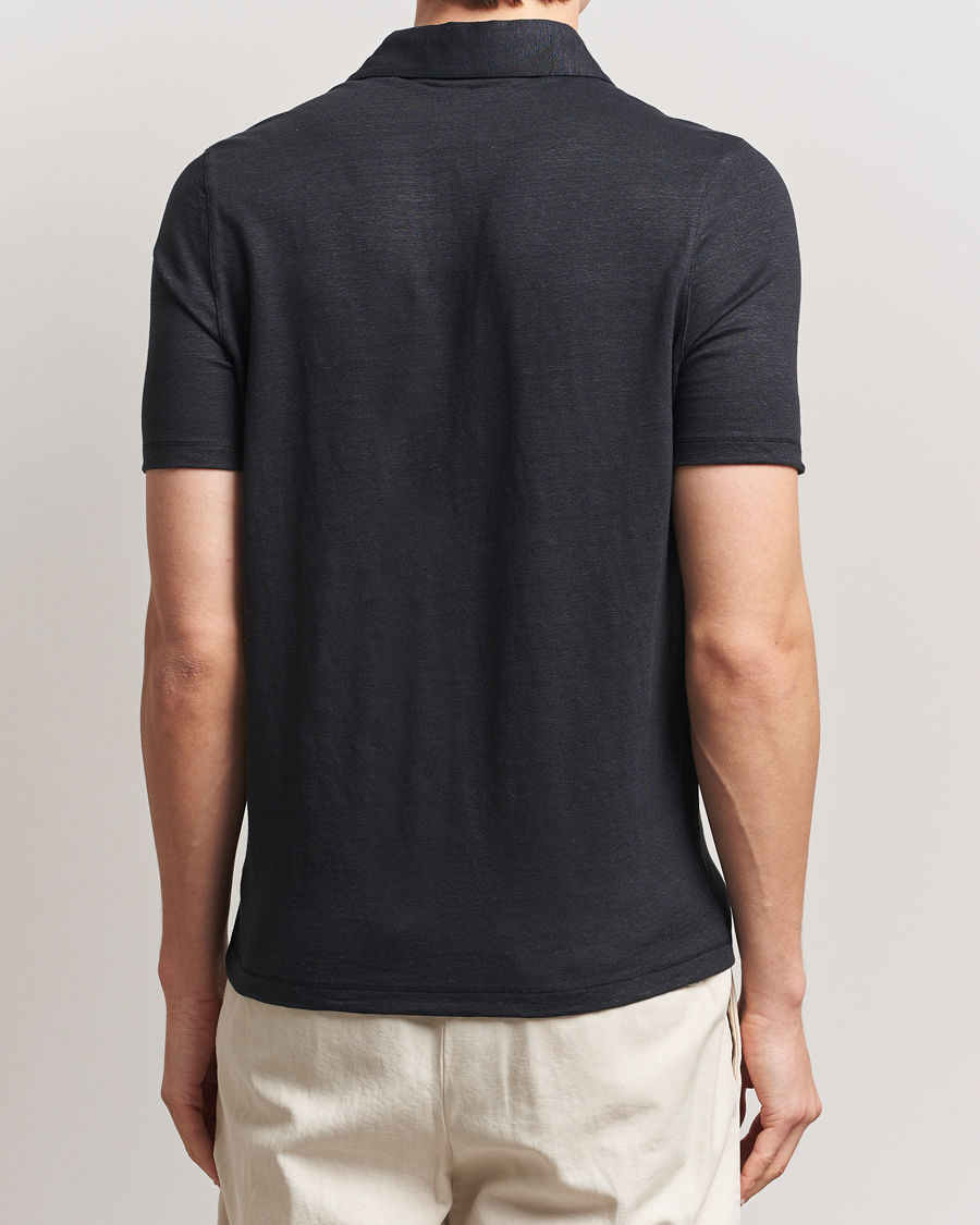 Herre | Pikéer | Stenströms | Linen Polo Shirt Black