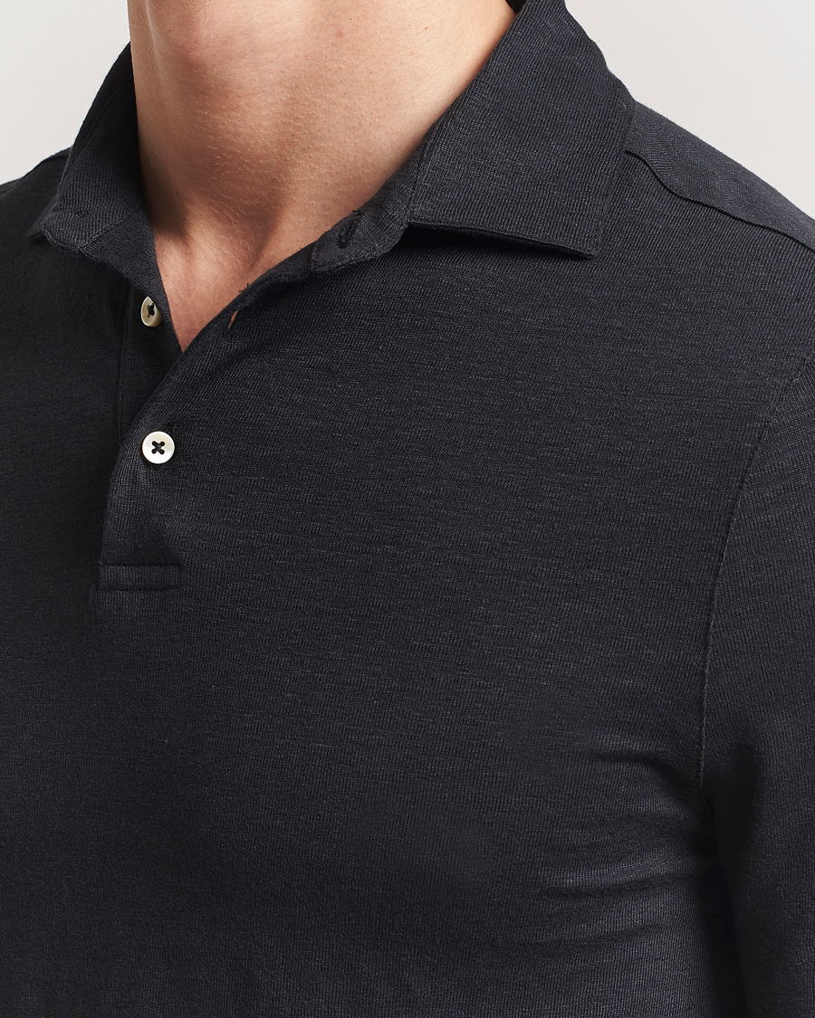 Herre | Pikéer | Stenströms | Linen Polo Shirt Black