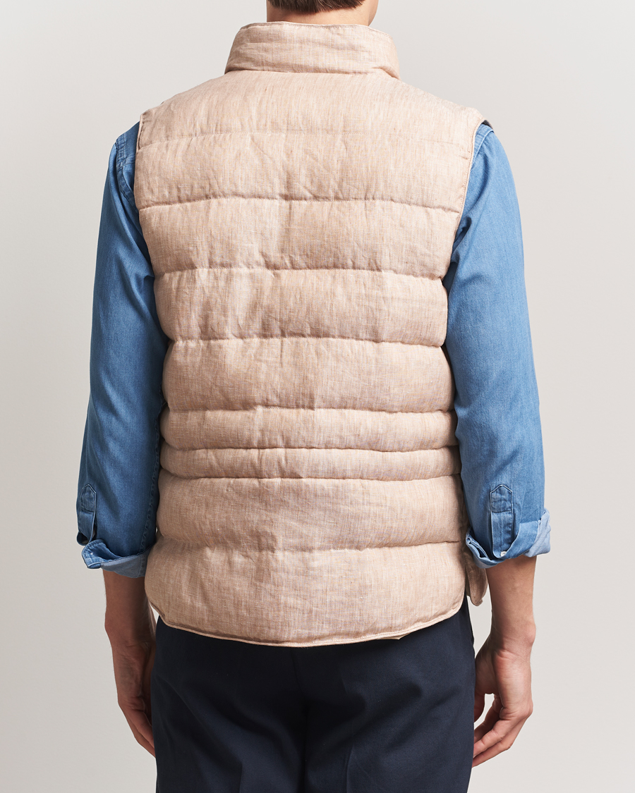 Herre | Vester | Stenströms | Linen Padded Button Vest Beige