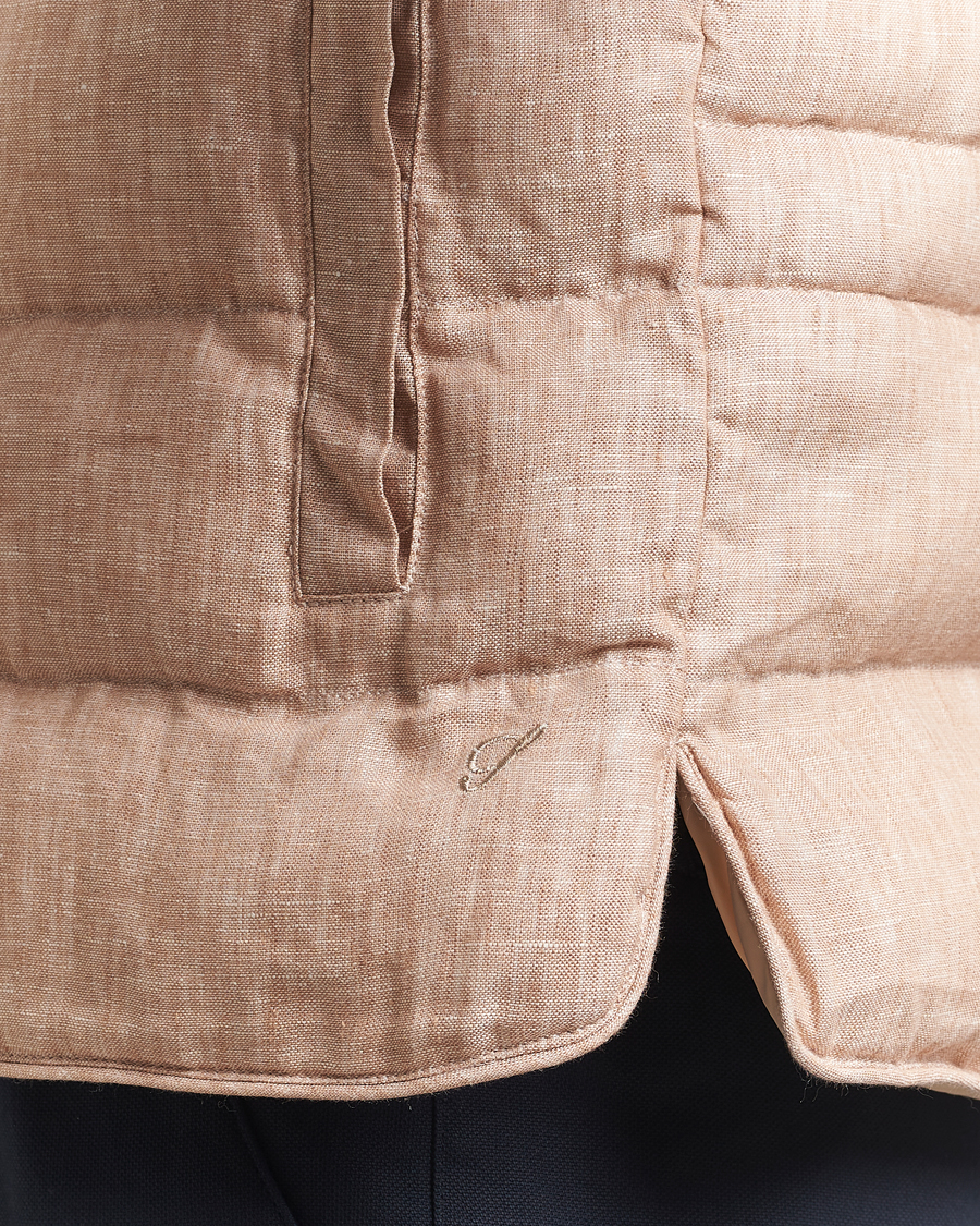 Herre | Vester | Stenströms | Linen Padded Button Vest Beige