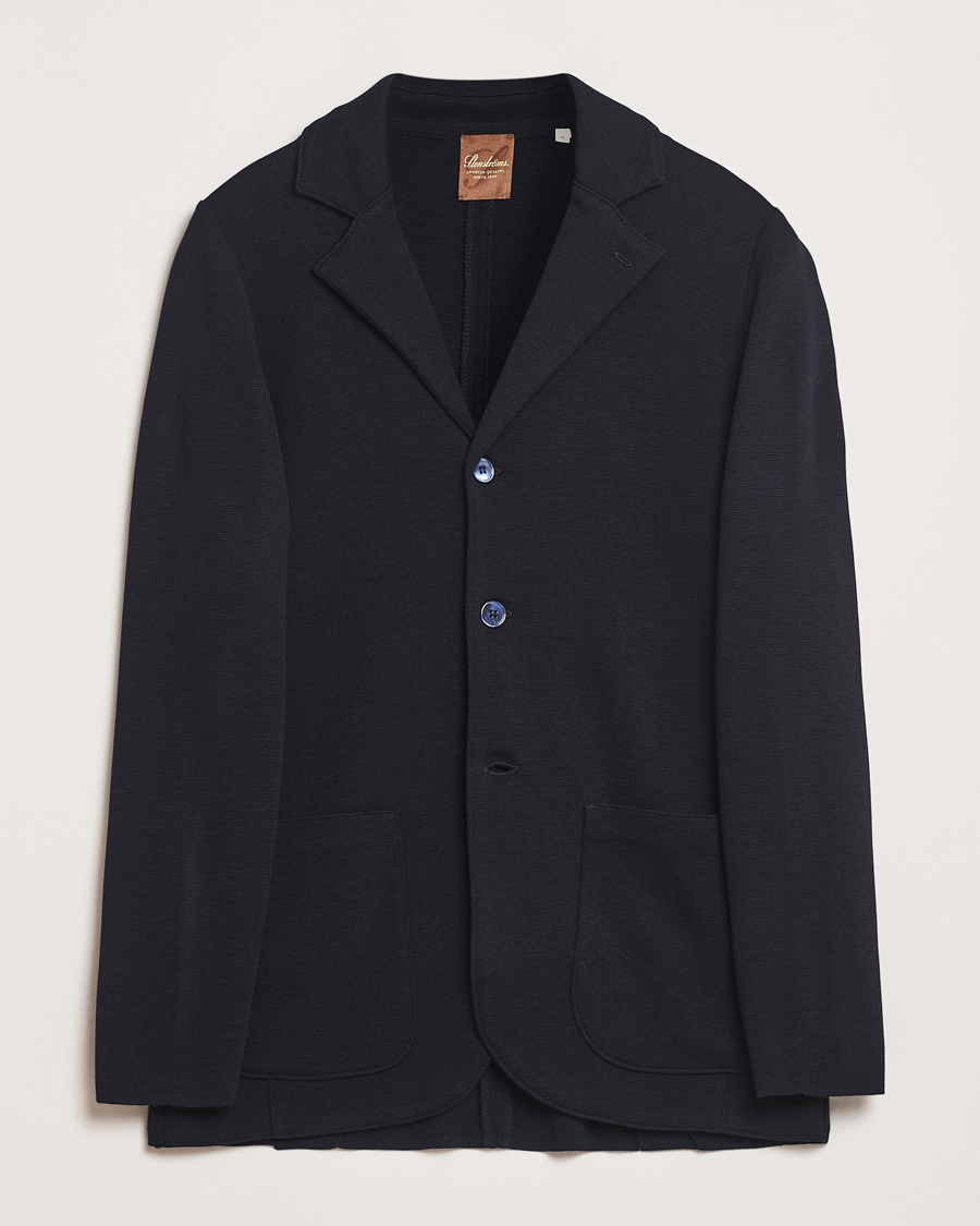 Herre | Dressjakker | Stenströms | Milano Knitted Merino Blazer Navy