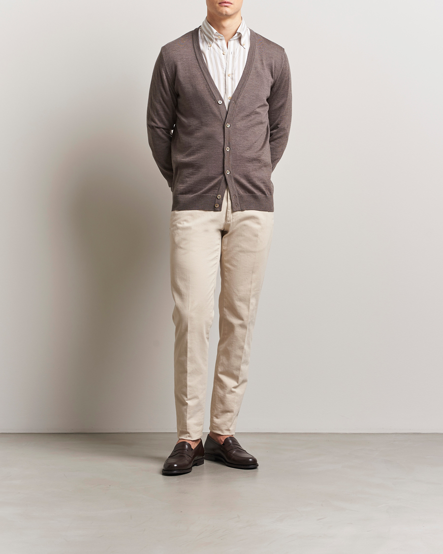 Herre | Gensere | Stenströms | Merino Cardigan Brown