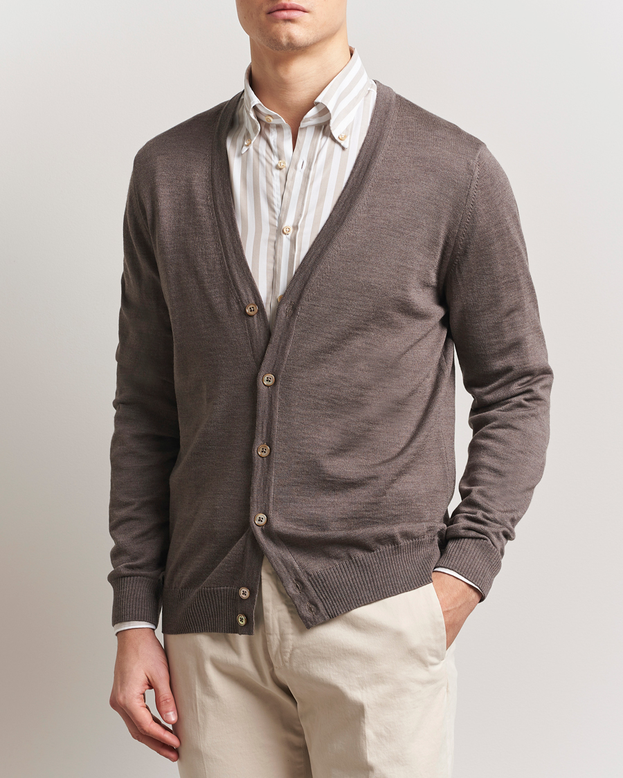 Herre | Gensere | Stenströms | Merino Cardigan Brown