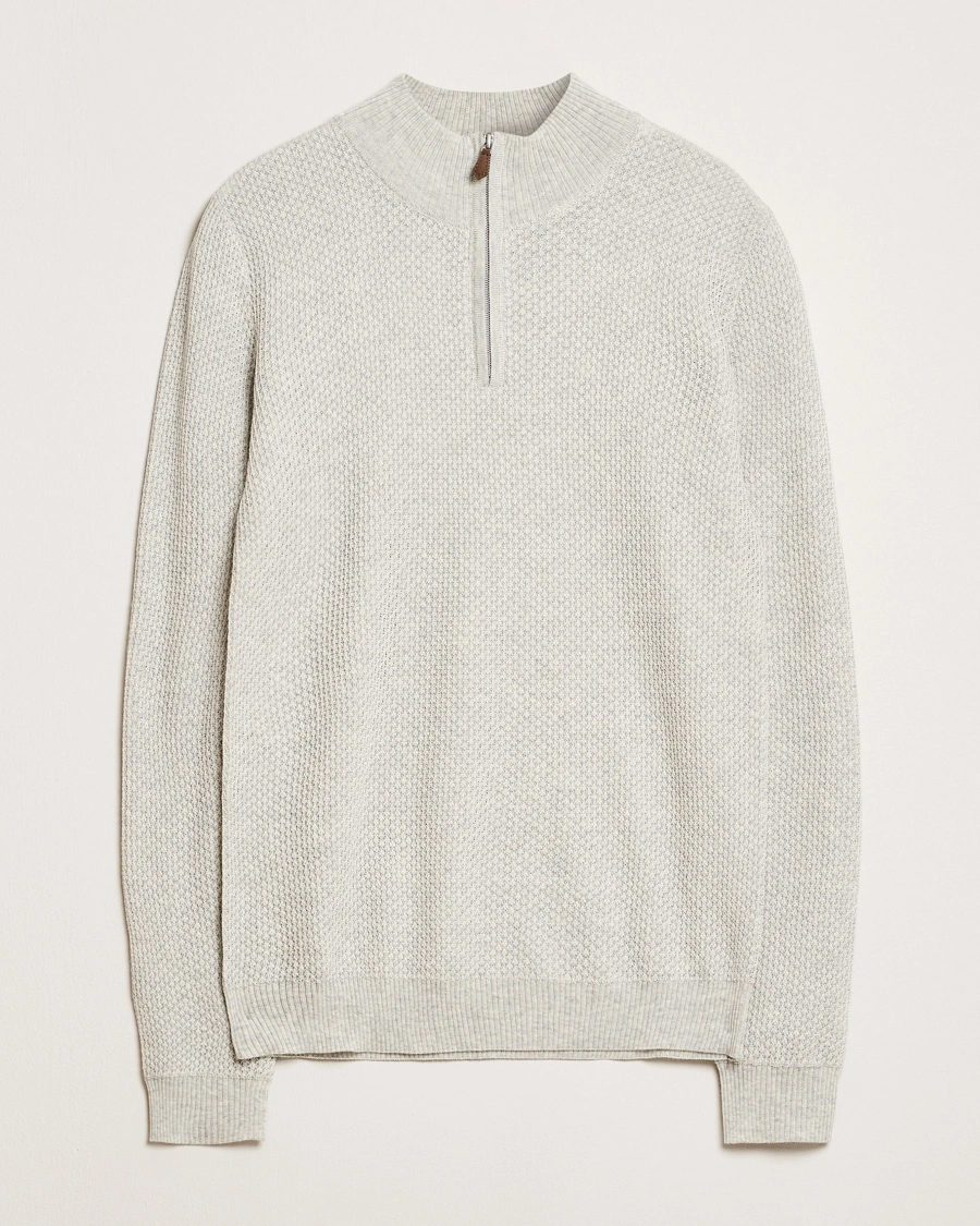 Herre | Gensere | Stenströms | Knitted Textured Half-Zip Grey