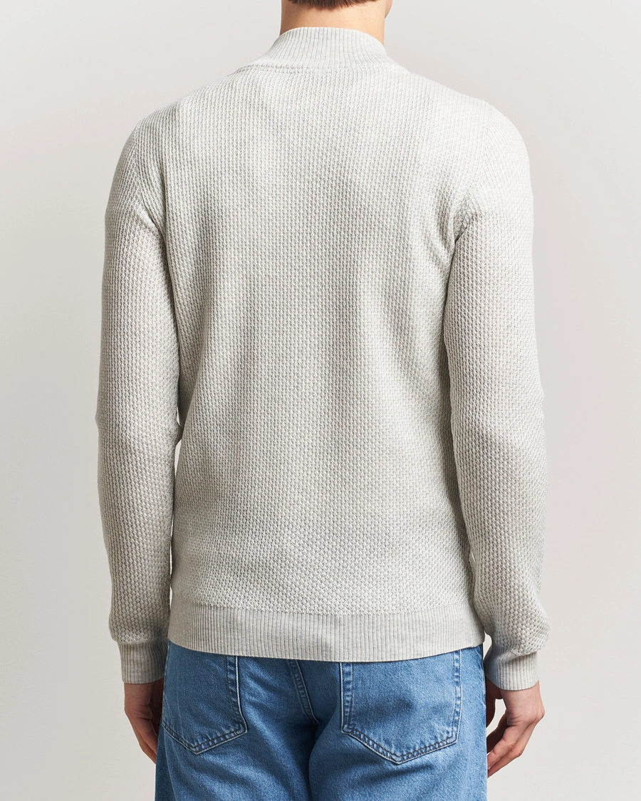Herre | Gensere | Stenströms | Knitted Textured Half-Zip Grey