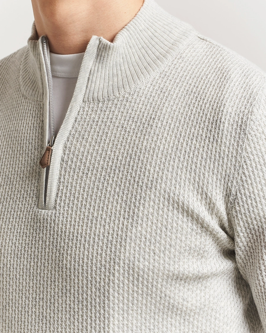 Herre | Gensere | Stenströms | Knitted Textured Half-Zip Grey