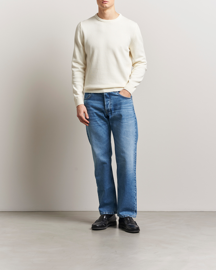 Herre | Gensere | Stenströms | Organic Cotton Knitted Sweater White