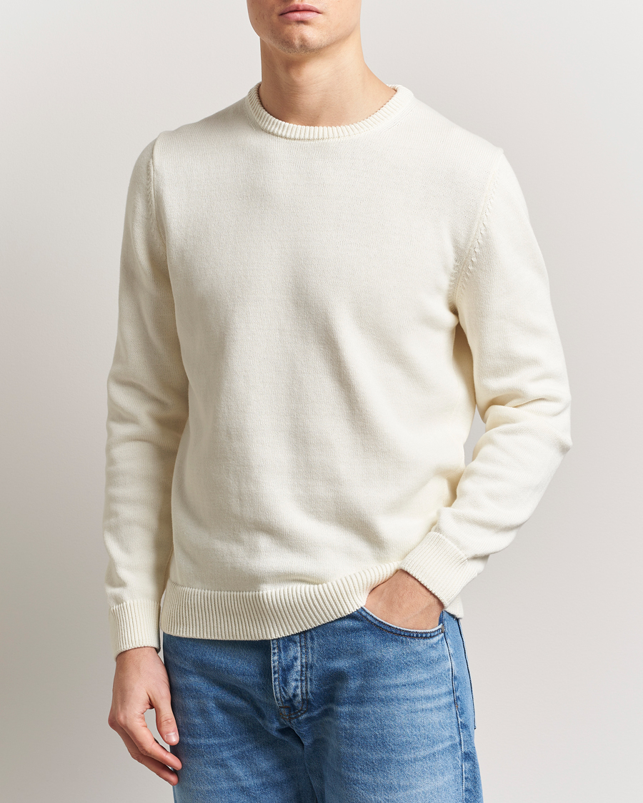 Herre | Gensere | Stenströms | Organic Cotton Knitted Sweater White