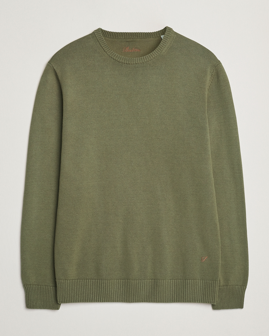 Herre | Gensere | Stenströms | Organic Cotton Knitted Sweater Olive
