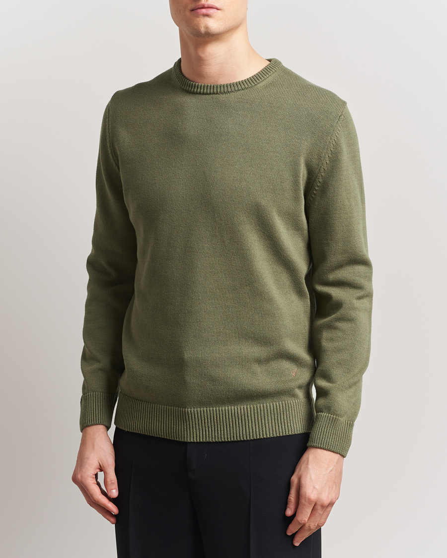Herre | Gensere | Stenströms | Organic Cotton Knitted Sweater Olive
