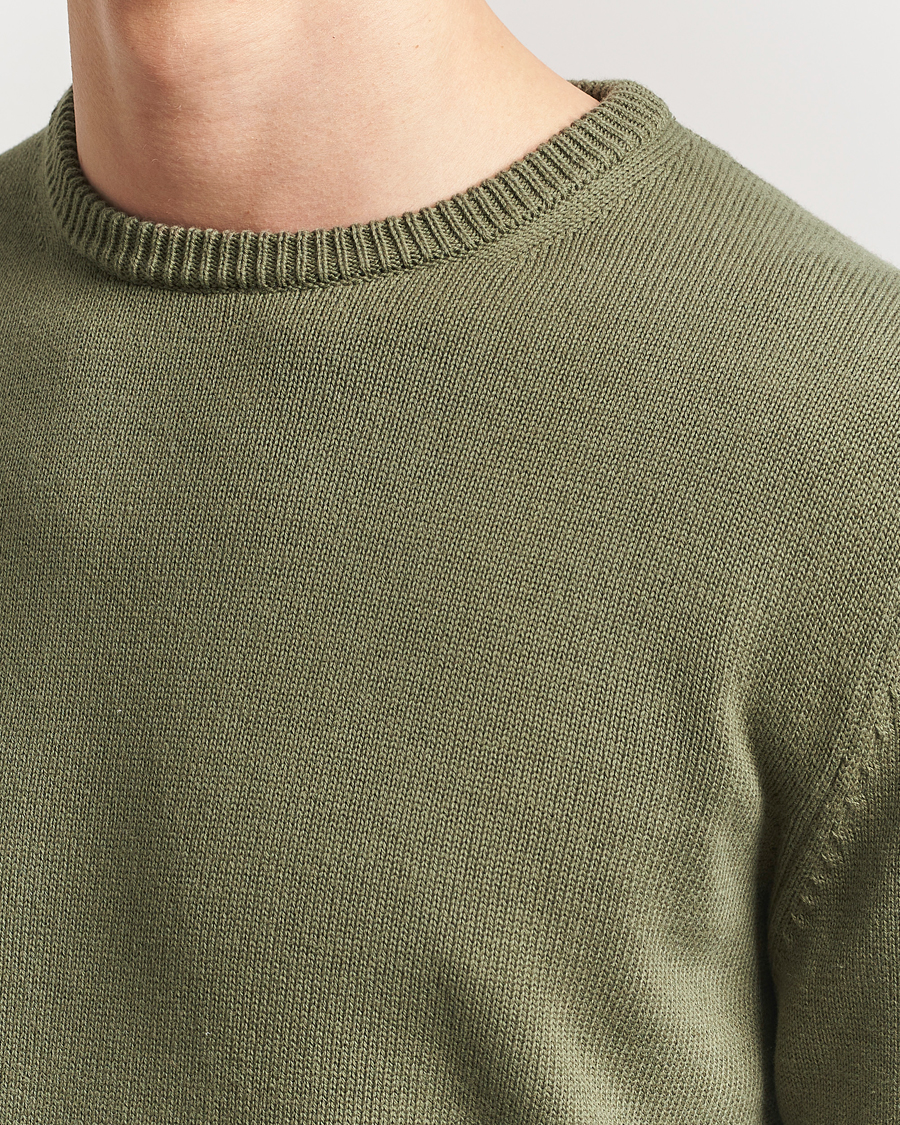 Herre | Gensere | Stenströms | Organic Cotton Knitted Sweater Olive