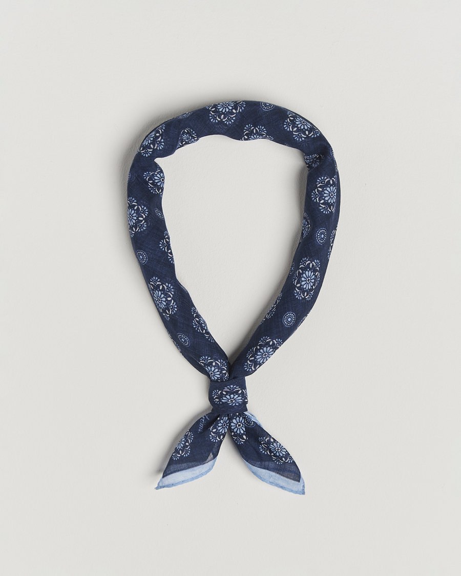 Herre | Scarves | Stenströms | Printed Cotton Bandana Navy