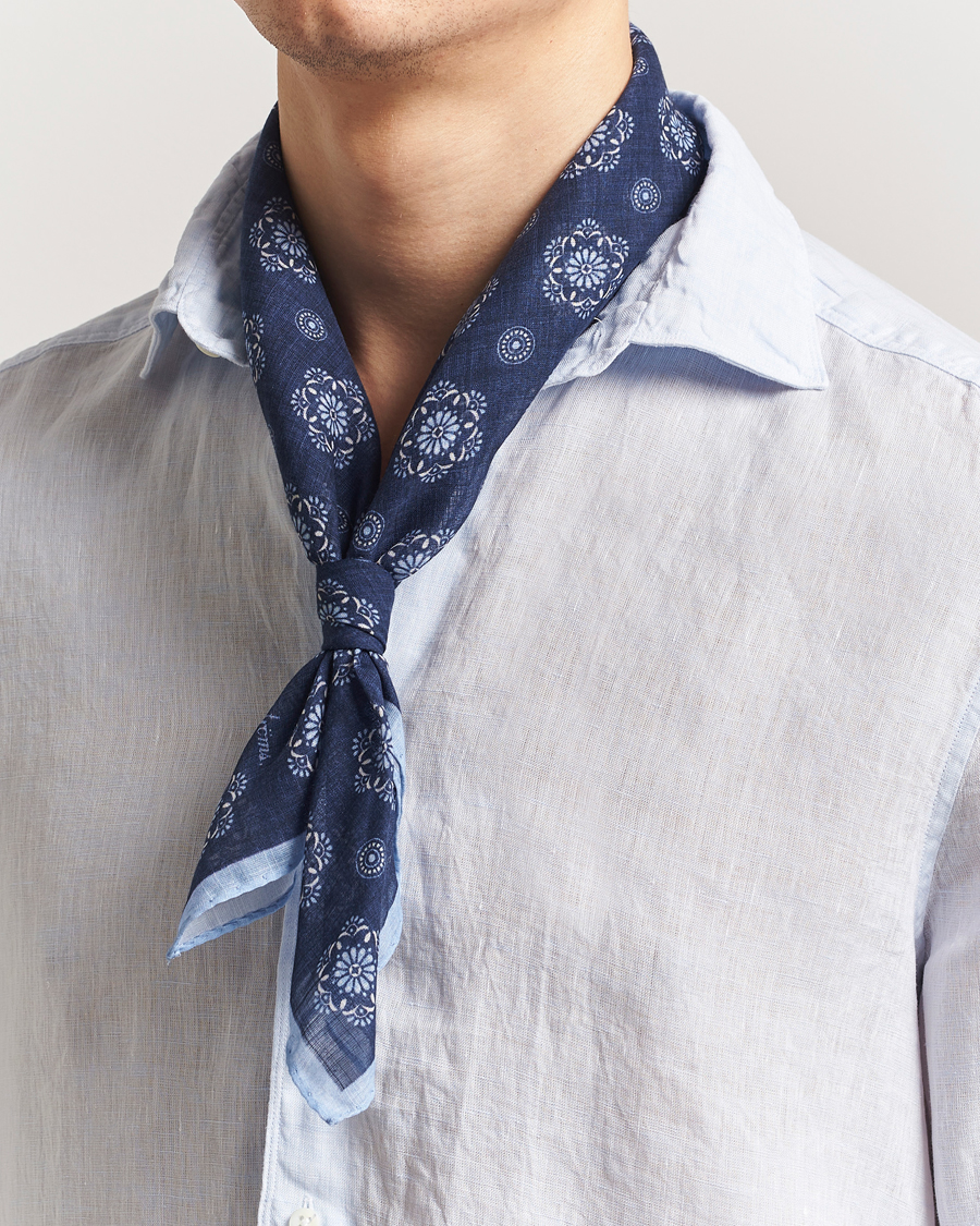 Herre | Scarves | Stenströms | Printed Cotton Bandana Navy