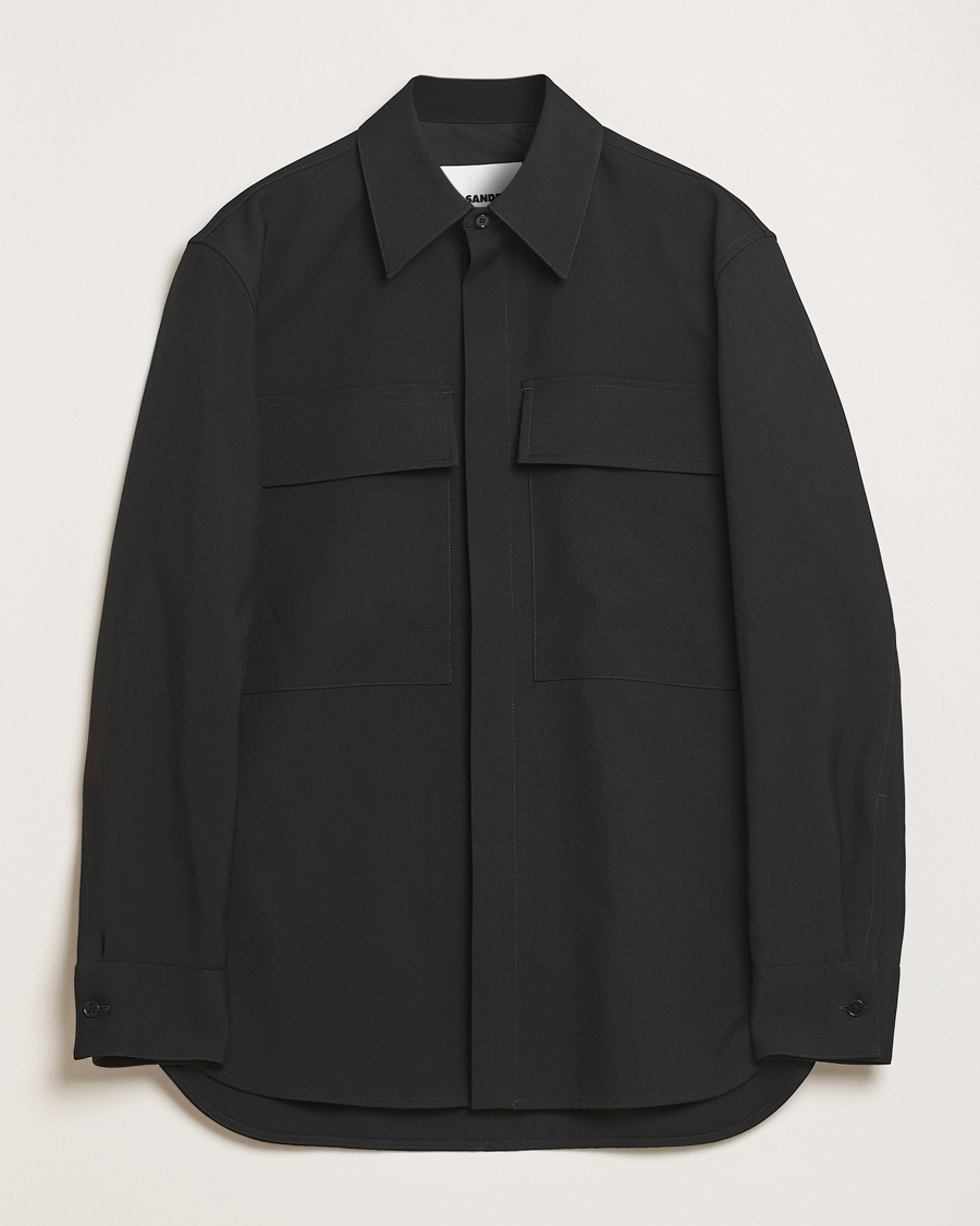 Herre | Skjorter | Jil Sander | Double Pocket Gabardine Overshirt Black