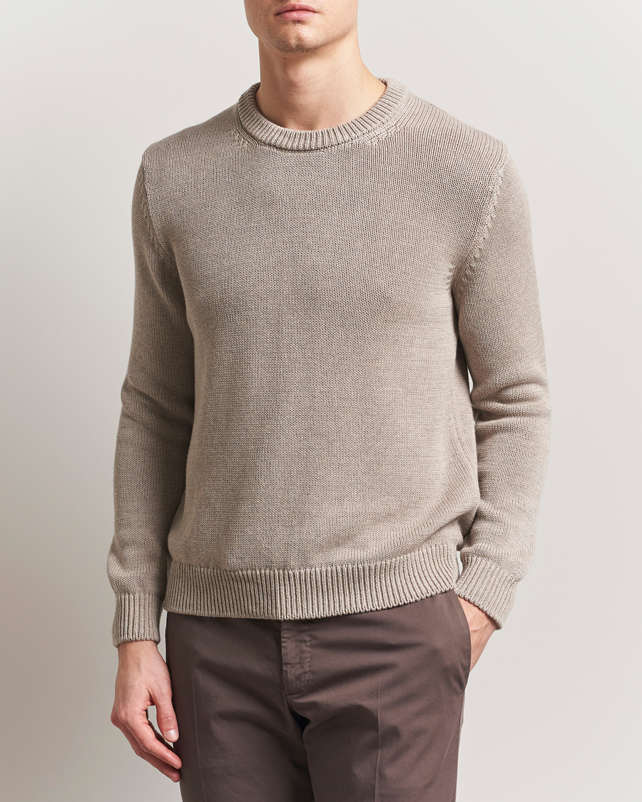 Herre | Gensere | Zanone | Soft Cotton Crewneck Sweater Beige