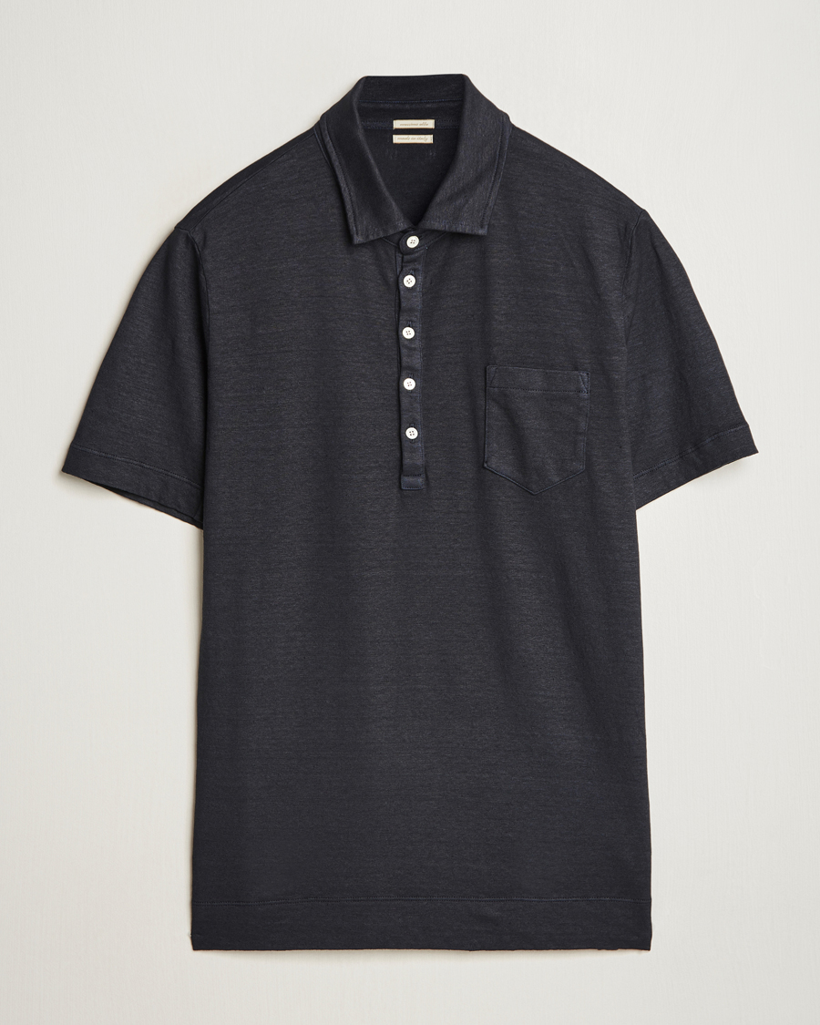 Herre | Pikéer | Massimo Alba | Filicudi Cotton/Linen Polo Navy