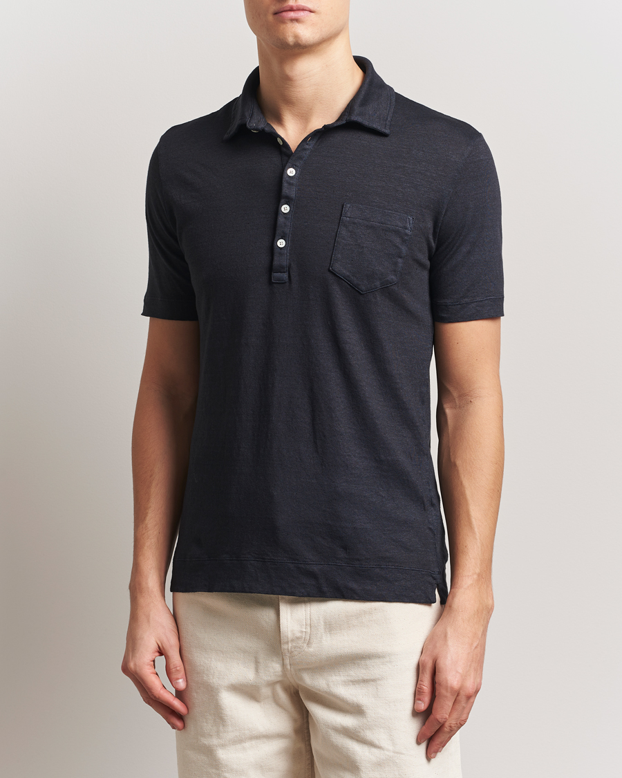 Herre | Pikéer | Massimo Alba | Filicudi Cotton/Linen Polo Navy