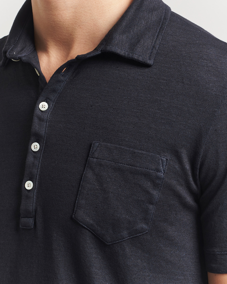 Herre | Pikéer | Massimo Alba | Filicudi Cotton/Linen Polo Navy