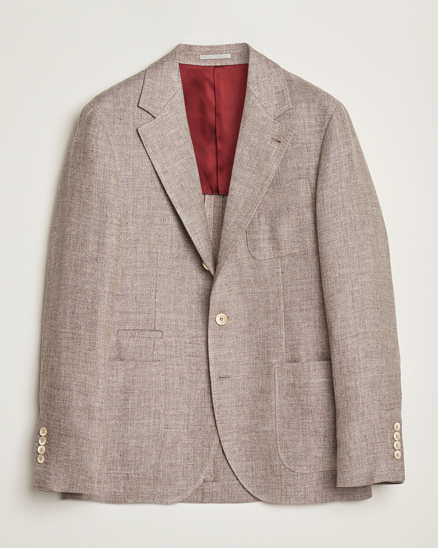 Herre | Dressjakker | Brunello Cucinelli | Single Breasted Linen Blend Twill Blazer Beige