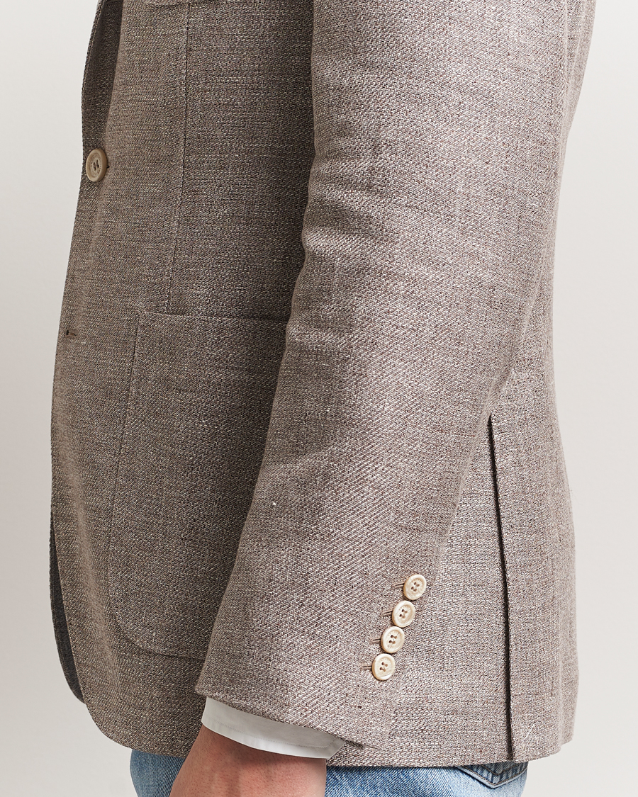 Herre | Dressjakker | Brunello Cucinelli | Single Breasted Linen Blend Twill Blazer Beige
