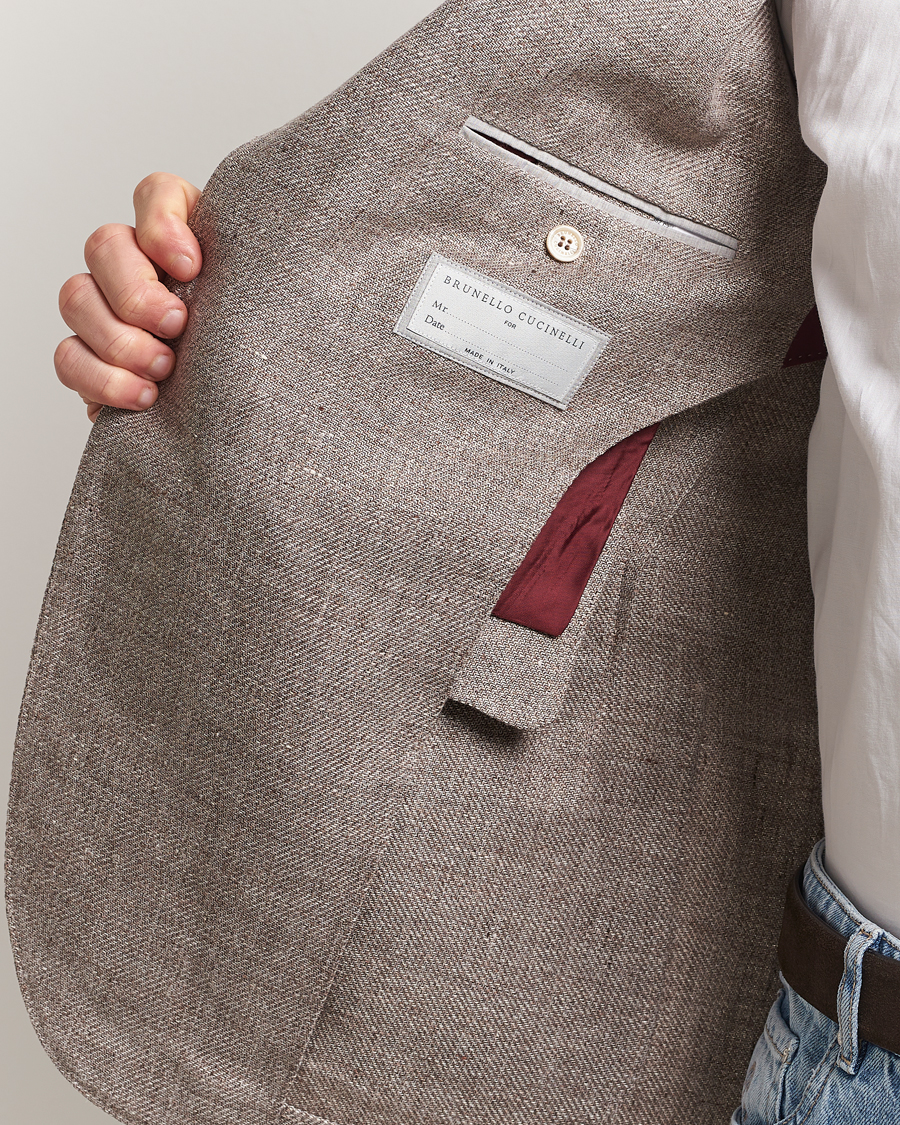 Herre | Dressjakker | Brunello Cucinelli | Single Breasted Linen Blend Twill Blazer Beige