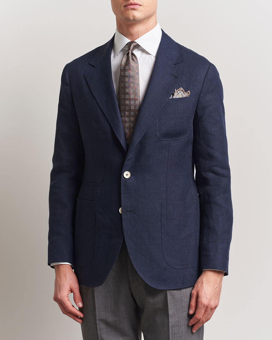 Herre | Dressjakker | Brunello Cucinelli | Single Breasted Linen Blazer Navy