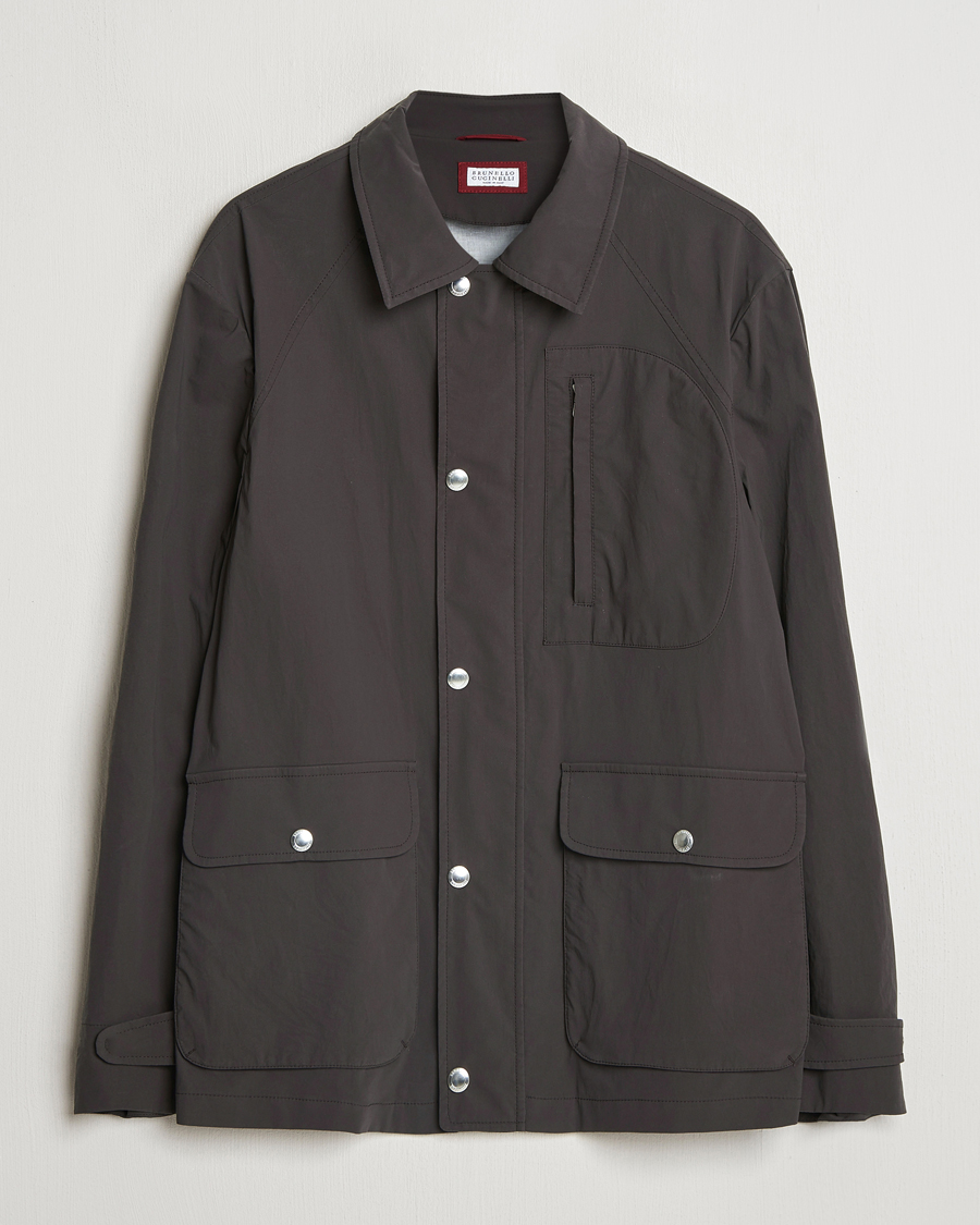 Herre | Jakker | Brunello Cucinelli | Peach Cotton Field Jacket Dark Brown