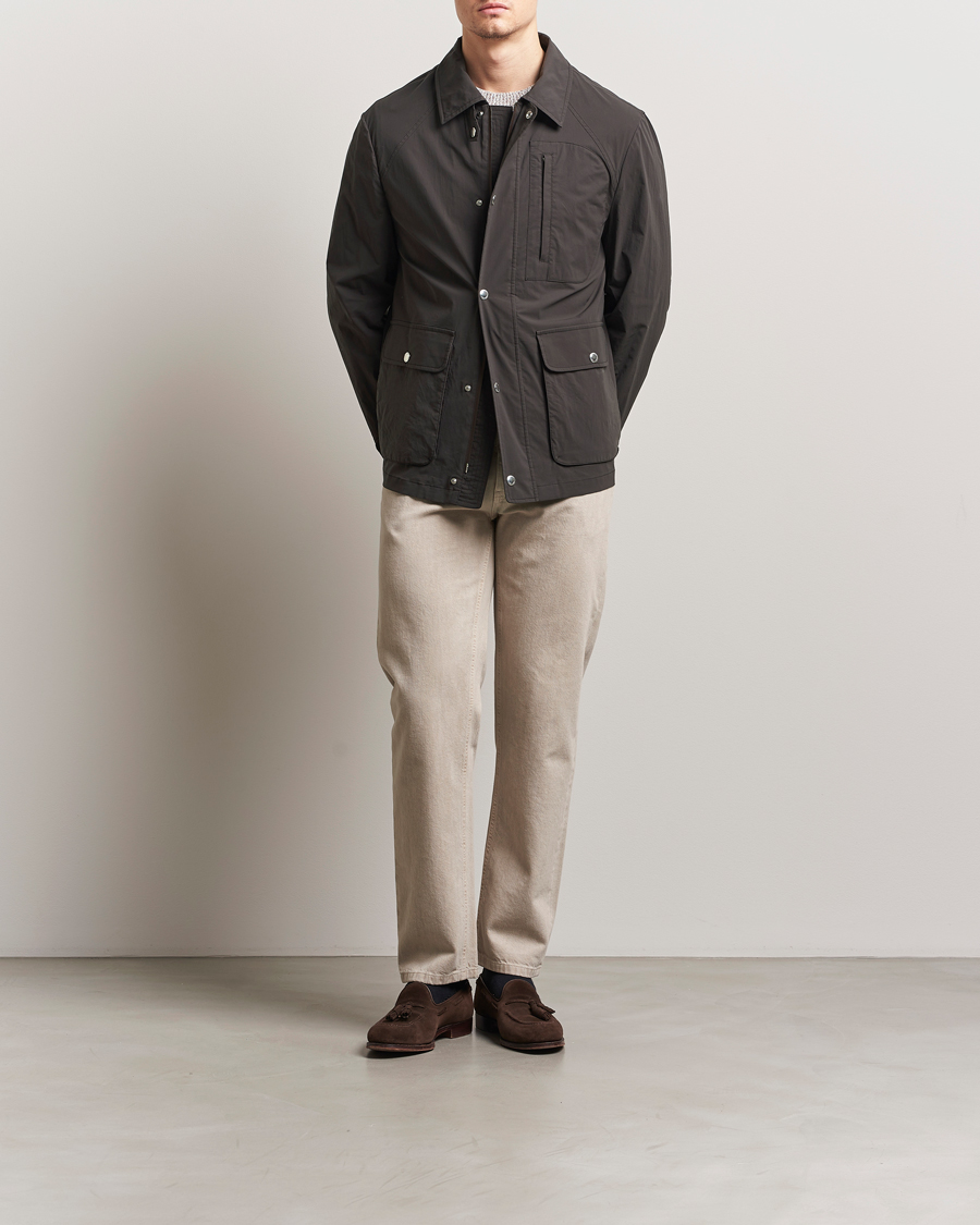 Herre | Jakker | Brunello Cucinelli | Peach Cotton Field Jacket Dark Brown