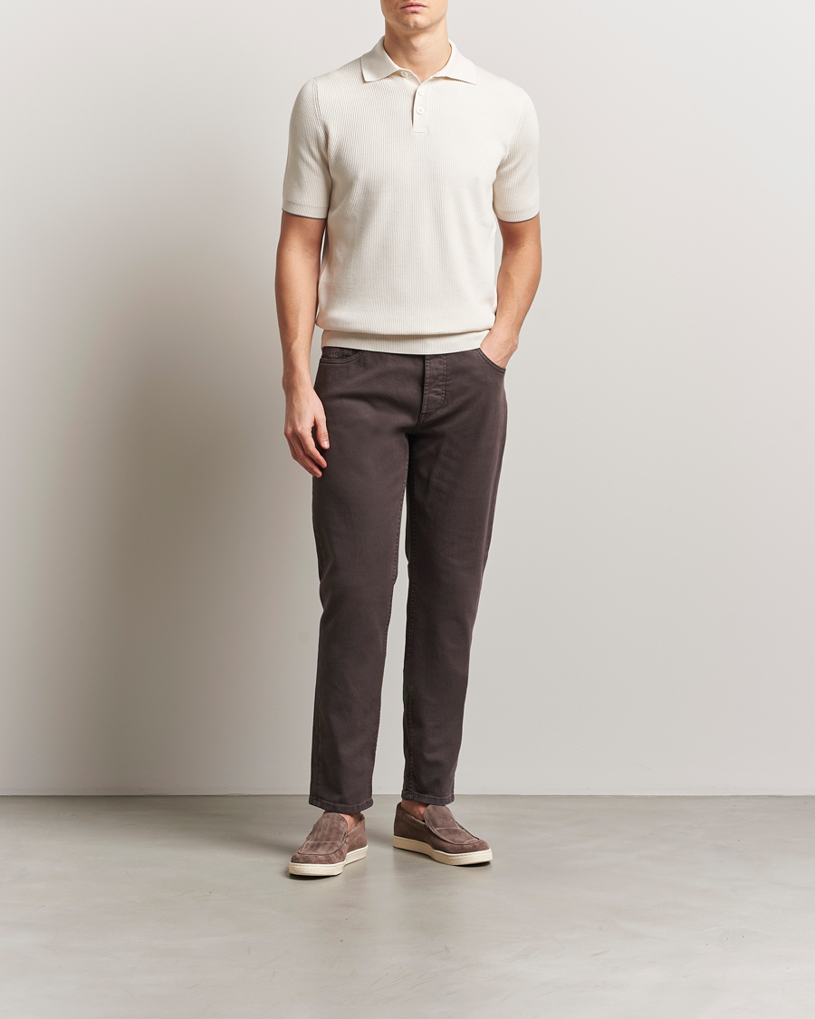 Herre | Pikéer | Brunello Cucinelli | Cotton Rib Knitted Polo Off White