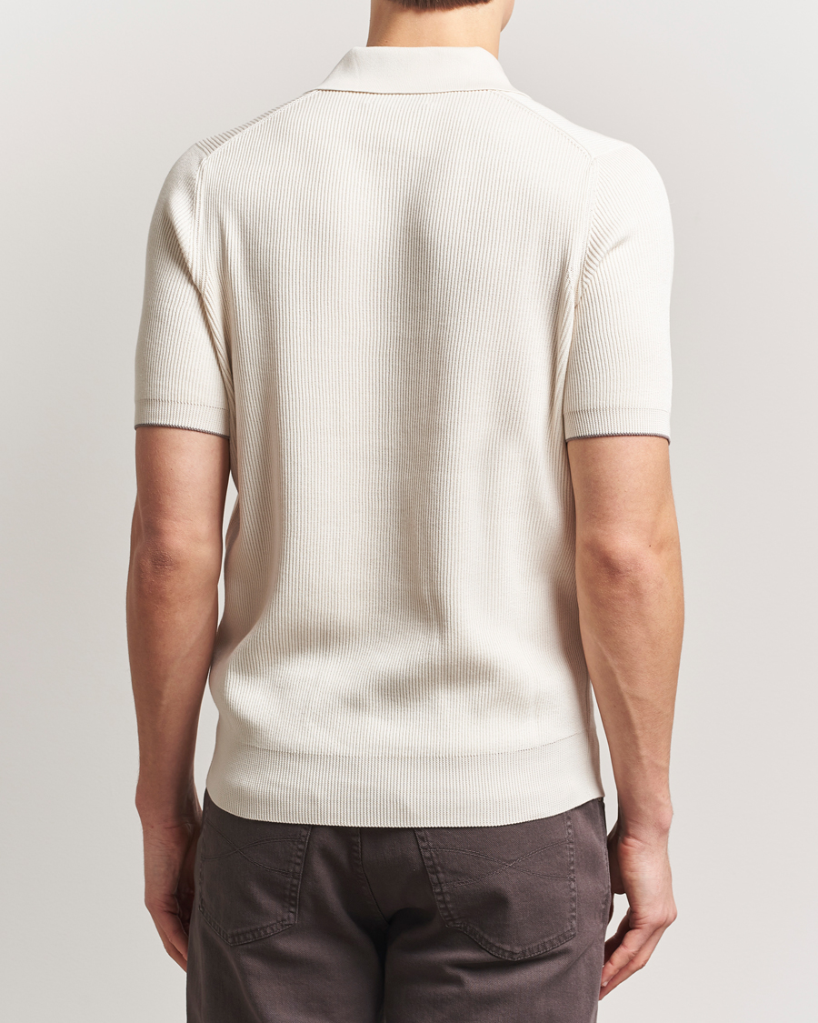 Herre | Pikéer | Brunello Cucinelli | Cotton Rib Knitted Polo Off White