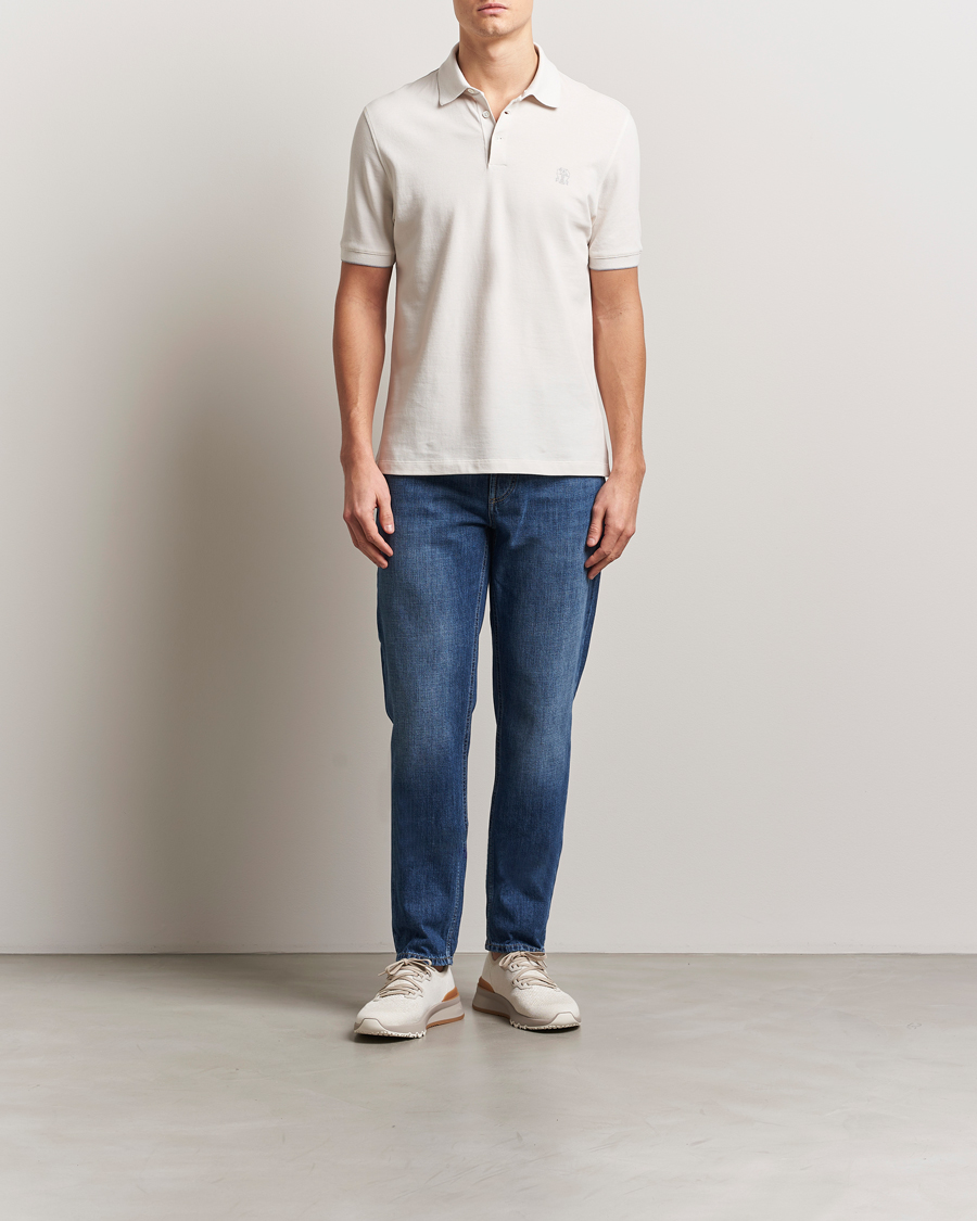 Herre | Pikéer | Brunello Cucinelli | Short Sleeve Logo Polo Off White