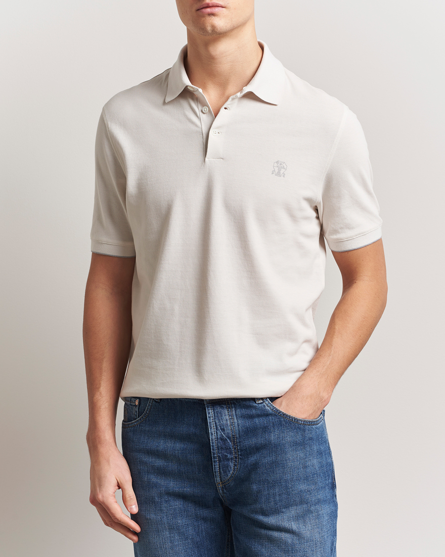 Herre | Pikéer | Brunello Cucinelli | Short Sleeve Logo Polo Off White