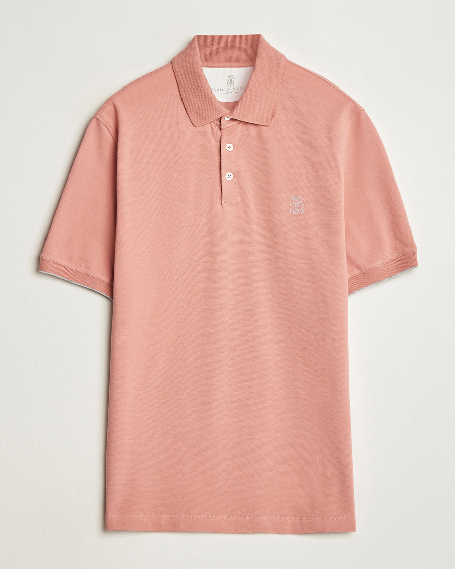 Herre | Pikéer | Brunello Cucinelli | Short Sleeve Logo Polo Dusty Red