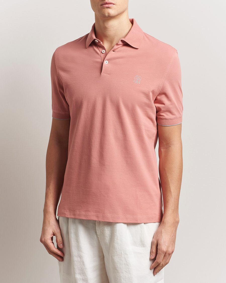 Herre | Pikéer | Brunello Cucinelli | Short Sleeve Logo Polo Dusty Red