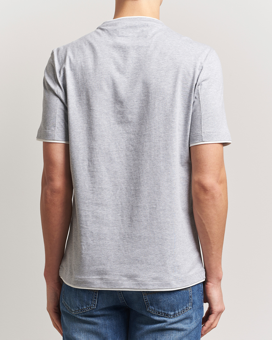 Herre | T-Shirts | Brunello Cucinelli | Short Sleeve Contrast T-Shirt Heather Grey