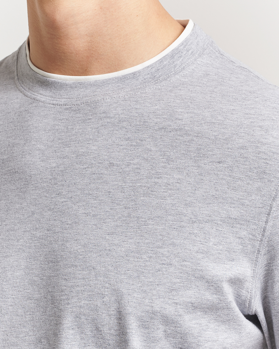 Herre | T-Shirts | Brunello Cucinelli | Short Sleeve Contrast T-Shirt Heather Grey